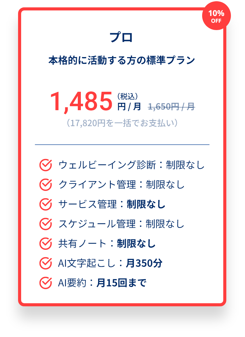 プロ 本格的に活動する方の標準プラン